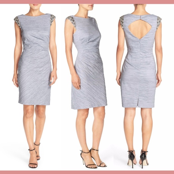 Eliza J Dresses & Skirts - NEW $168 Eliza J Embellished Taffeta Sheath‎ Dress in Silver/Grey [SZ 12 ]